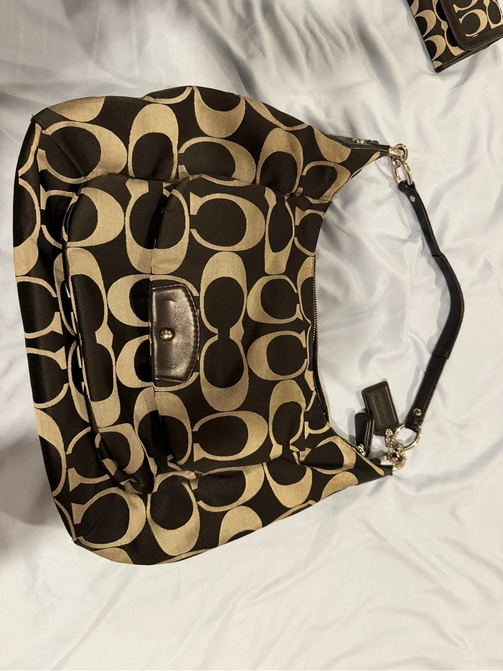 Coach Signature Hobo Bag in Khaki and Black